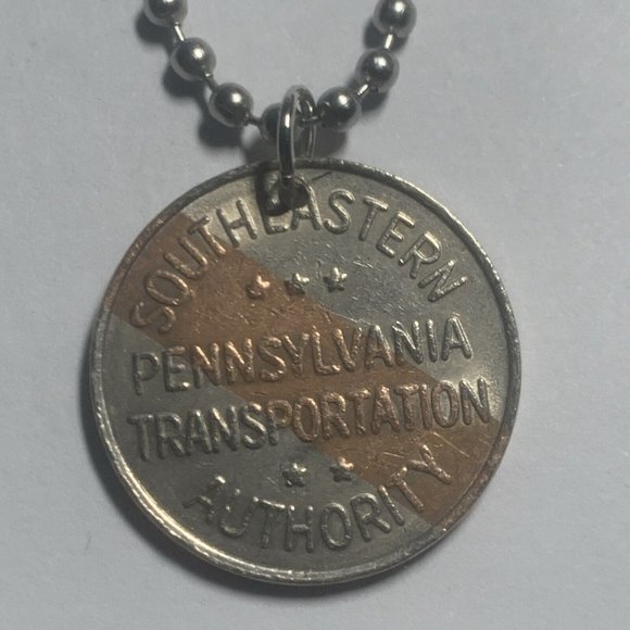 SEPTA Transit Token Pendant 24” Military Style Chain Necklace. Great Gift! - Picture 3 of 4